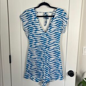 Arden B Blue and White Striped Romper